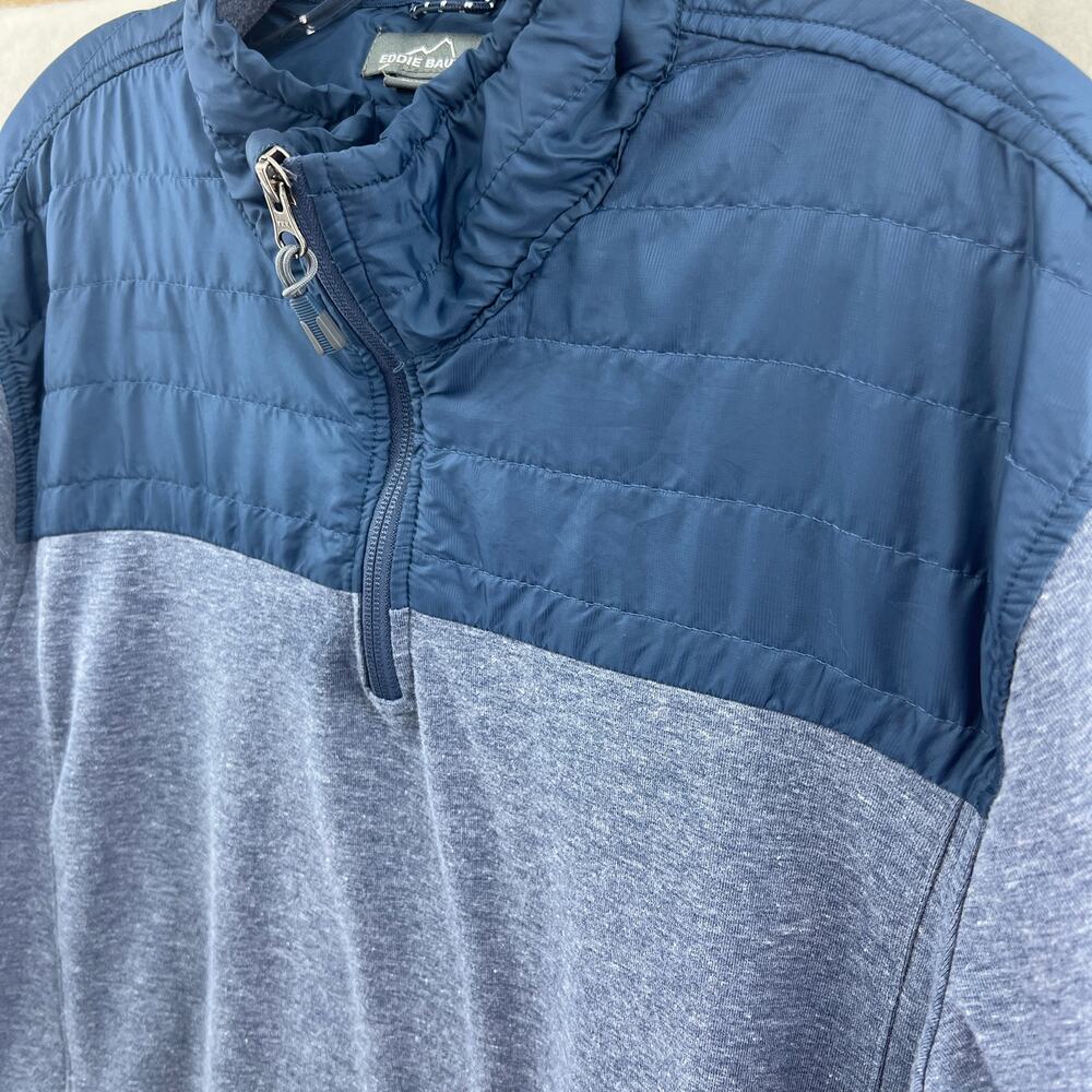 Eddie Bauer XL Men's Blue 1/4 Zip Mock Neck Pullover Sweater Fleece Knit - Picture 2 of 4